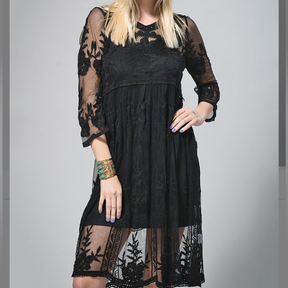 Lace only Sheer Overlay for Dress. Floral embroidery.